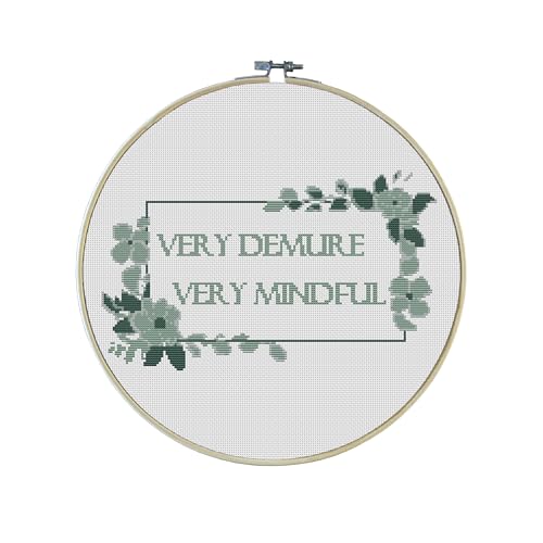 Demure Premium Cross Stitch Kit - Everything Included - 12 Inch Hoop, Needle, DMC Thread, Fabric, and Easy-to-Follow Instructions