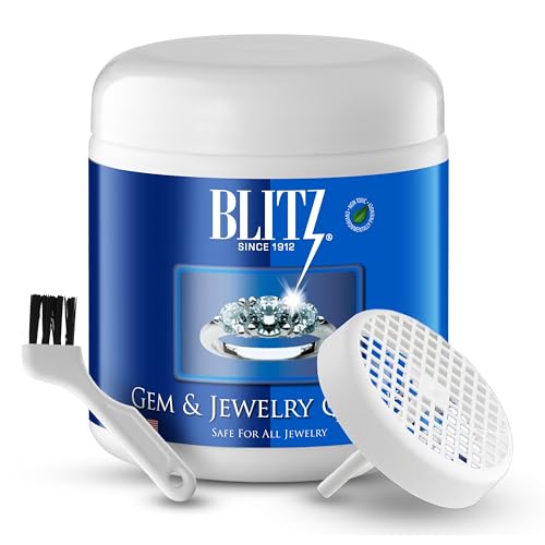 Blitz Gem & Jewelry Cleaner Cleaning Liquid for Gold, Silver, & Platinum Jewelry Cleans Precious & Semi-Precious Gemstones. Nontoxic, Non-Abrasive, & Planet Friendly, 8oz Jar With Concentrate Packet