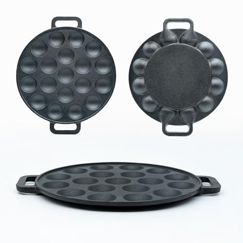 osoltus Poffertjes Pfanne aus Gusseisen schwarz | Förtchenpfanne...