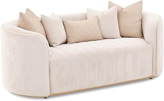 Michael Amini Ariana Velvet Loveseat in Beige and Gold