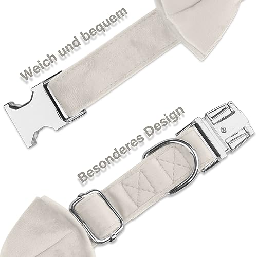 KTWSUEF Hundehalsband Samtiges, mit Abnehmbarer Hunde Fliege, Komfortable Verstellbares Samtige Halsband Hund, Geeignet für Hunde Kleine Mittel große Hunde, Für Hochzeiten, Geburtstage, Partys usw