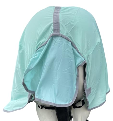 Image of Heavy Duty Horse Fly Sheet with Neck and Detachable Belly Band | Summer Sheet (80, Pastel-Green-Grey-Trim)