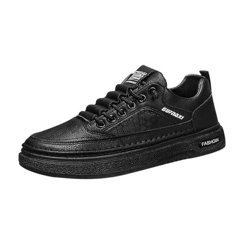 Zapatillas deportivas para hombre, zapatillas de deporte de moda, ligeras, zapatillas de correr, suela gruesa, zapatos planos, transpirables, zapatos de deporte antideslizantes, Negro , 41 EU