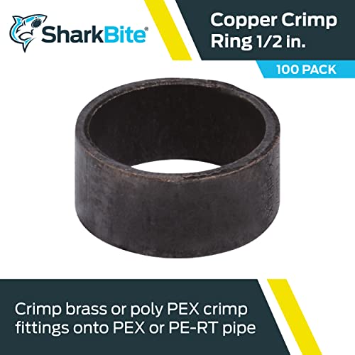Image of SharkBite 1 /2 Inch Copper Crimp Rings, Pack of 100, PEX Pipe, PE-RT, 23102CP100