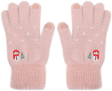 Autumn And Winter Womens Gloves Suede Warm Screen Cycling Cute Thickened Student Gloves Winter Winter (Pink, One Size)
