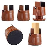 SEISSO Heavy Duty Bed Risers, Adjustable Furniture Risers Lift Height 2.36'-3.15' Supports 1,000 lbs - for Under-Bed Storage, College Dorms, Cabinet, Sofa, Table, Desk Leg (Set of 4, Brown)