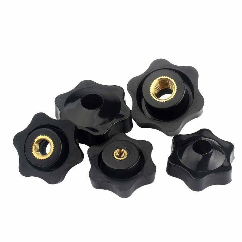 50Pcs M5 M6 M8 M10 Plum Nut Mechanical Black Thumb Nut Knob Manual Star Nut Thermoplastic Brass Thread with and Without Holes - (Color: M8 32 type1 50pcs)