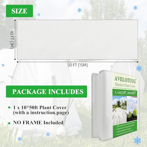 AVELOTUUG Plant Covers Freeze Protection, 10ft×50ft Frost Blankets for Outdoor Plants, 1.1oz/yd² Garden Fabric Plant Floating Row Cover, Winter Frost Cloth Plant Freeze Protection for Cold Weather by AVELOTUUG - Image 3