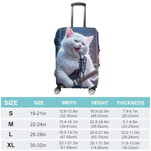 Cat Singer Luggage Cover, Elastic Luggage Protector Fits 19-32in Suitcases, Washable & Anti-Scratch Suitcase Cover for Men Women L2