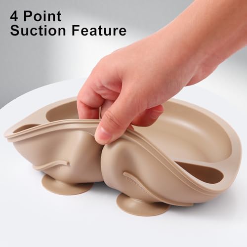 Image of Eascrozn Silicone Baby Feeding Set, 2 Pack Divided Baby Plates with Suction, 2 Pack Spoons and Forks Set, BPA Free, Baby Led Weaning Supplies for Toddler Utensils Baby Feeding Essentials