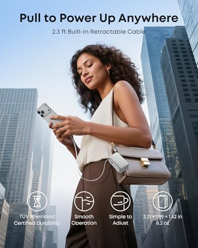 Anker Nano Portable Charger, 45W 10000mAh with 2.3 ft Retractable Cable, Compact Power Bank, Travel Essential Phone Battery Pack for iPhone 17/16 Series, iPad, Galaxy, Pixel, and More - Image 5