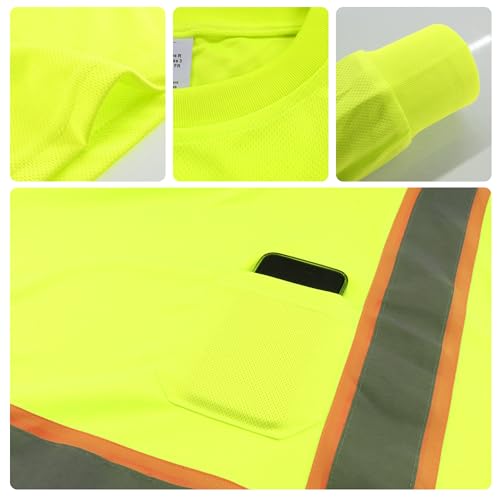 W&H Hi Vis Safety Long Sleeve Shirts Reflective High Visibility Birdeyes Class 3 Shirts,Construction Work - Image 6