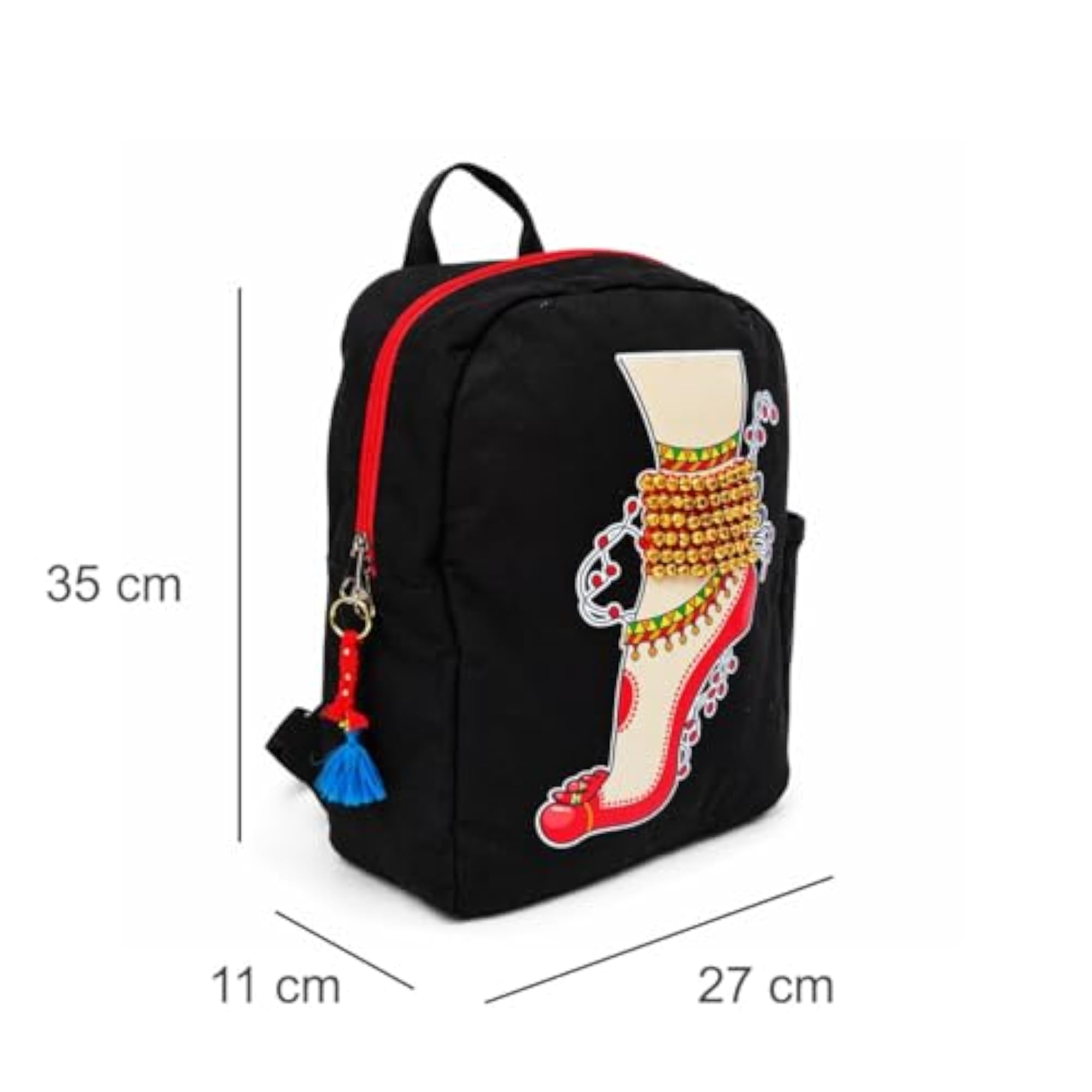 Canvas Single Leg Ghungroo Backpack, Stylish Black