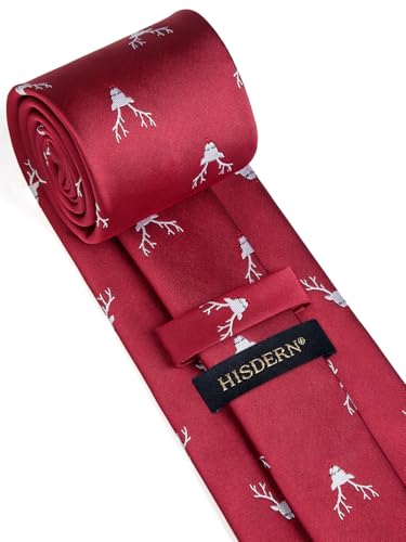 Image of HISDERN Ties for Men Classic Animal Tie and Pocket Square Set Jacquard Woven Silk Neckties Handkerchief Wedding Party
