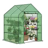 Greenhouses for Outdoors, 56 x 56 x 76'' Walk in Plant Greenhouses Heavy Duty with Durable PE Cover， 3 Tiers 12 Shelves, Heavy Duty Walk in Green Houses for Indoor Backyard Outside