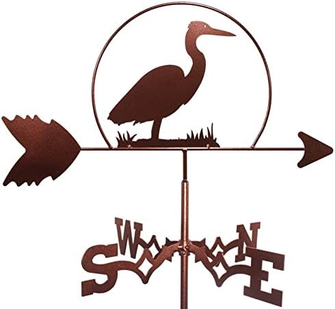 CNMMM Metal Wind Vane, Heron Stainless Steel Weathervane Wind Direction Indicator Professionnel Measuring Tool for Outdoor Iron Roof Garden Outdoor Yard Decoration
