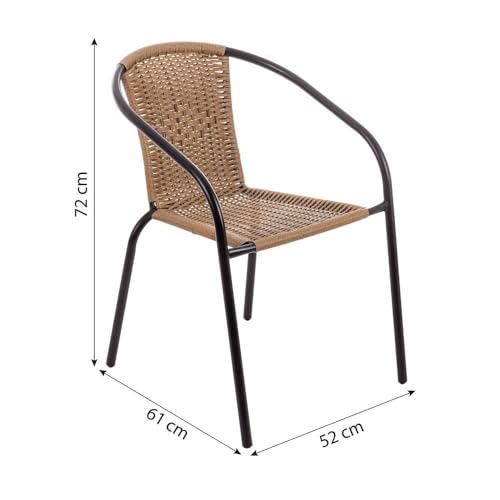 Miniatura 4 de Lolahome Pack 4 Sillas Jardín Exterior Sillon Ratan Natural Y Acero Con Epoxi Anticorrosión Apilables Cómodas Y Resistentes Balcón, Terraza O Jardín Trivia