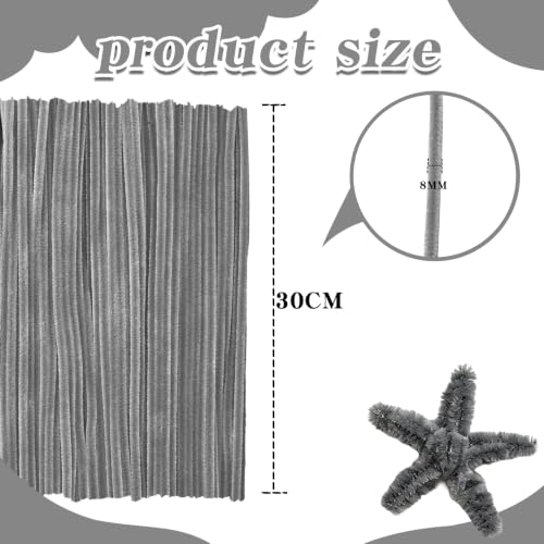 Image of 200Pcs Pipe Cleaners,Grey Creative Chenille Stems Pipe Cleaners Craft,Fuzzy Pipe Cleaners Bulk for Crafts,DIY Pipe Cleaner for Home Arts and Crafts Decorations Supplies,Kids Crafts 8-12,Limpia Pipas
