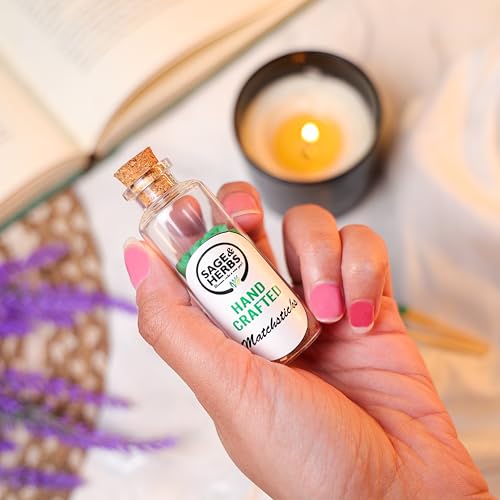 Image of Sage & Herbs 40 Small Matchsticks | Organic Matchsticks | Multipurpose Use | for Home, Temple & Office Use | Long Burn Time | Borosilicated Cork Jar Packing (Green, Small) (Pack of 2)