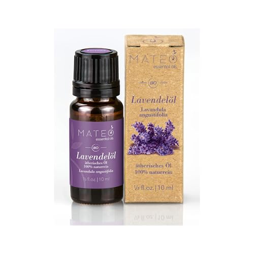 MateoEssentialOils – 100% Reines und natürliches Lavendelöl (Lavandula angustifolia) – Bio, Sanfter Duft – Ideal für Aromatherapie, Hautpflege & Entspannung – 10 ml.
