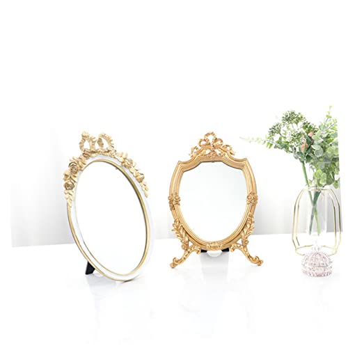 Miroir de maquillage rétro HD avec base stable et finitions moulées - 4