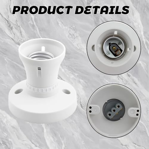 3-Pack White Bulb Holder, E27 Lamp Holder, Bayonet Light Fitting for Ceiling Pendant Lighting, Straight Socket with Bakelite Housing and Brass Components, 4A 220-250V Electrical Rating - Image 4