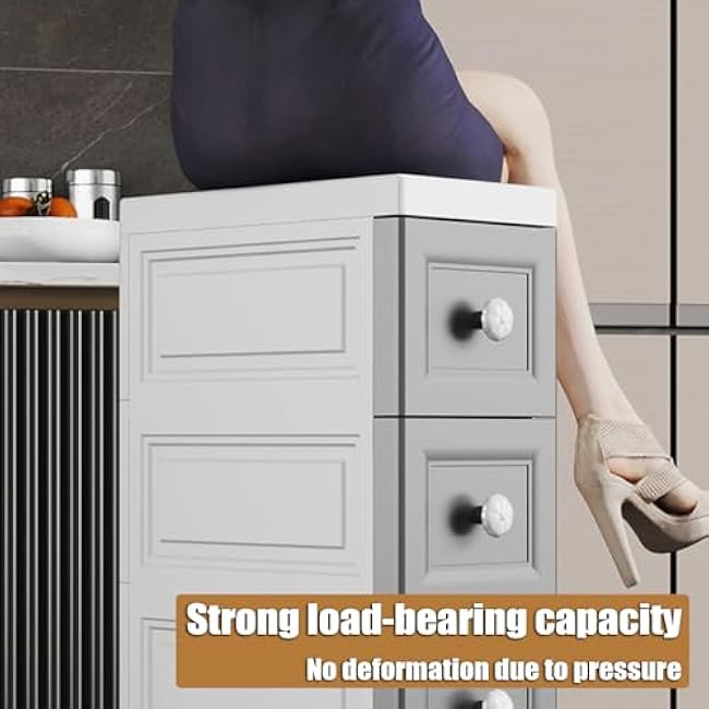 Slim Kitchen Trolley On WheelsNarrow Shelving Unit for Small SpaceNarrow Slim Bathroom Storage UnitEasy to MoveSuitable for Living Room and Kitchen Entrance-FD4UvWFu