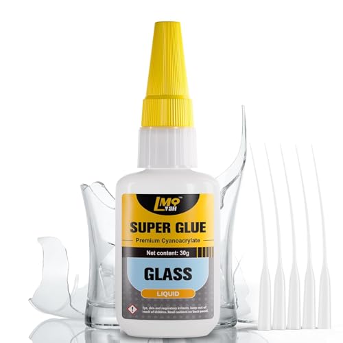 Glass Super Glue Clear 30 Gram, Thin Superglue Repair Crafts Acrylic Plexiglass Glasses Bowls Heavy Duty, All Purpose Instant Waterproof Cyanoacrylate Adhesive Bonding Between Glass and Others