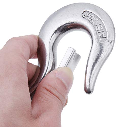 AOWISH 304 Stainless Steel Clevis Slip Hook with Safety Latch 5/16'' American Type Jaw & Eye Swivel Lifting Hoisting Chain Hooks for Rigging Towing Winch ATV Trailer Crane Wrecker and More(SWL 650KGS)