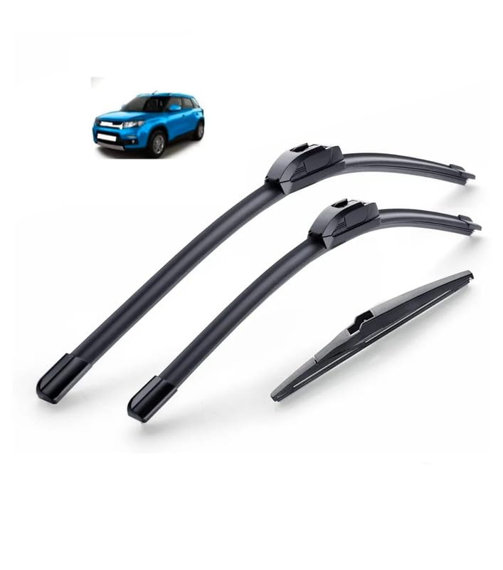 Image of AWB 24 inch+16 inch Frameless /Soft Wiper Blades with 11 inch Rear Specific Wiper Blade Replacement Set for Maruti Brezza 2016-2021 allroad(Set of 3)