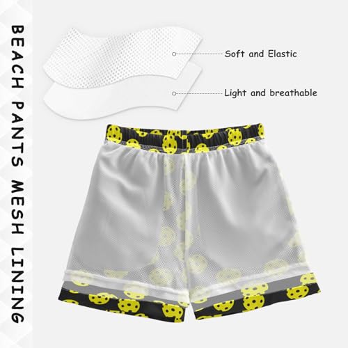 Boys Swim Trunks 2-12 Years Board Shorts Little Boys Toddler Yellow Pickleballs Swimwear Shorts4