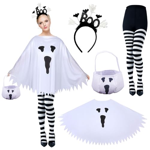 SPHERETRON Disfraz de fantasma de Halloween para mujer, color blanco,