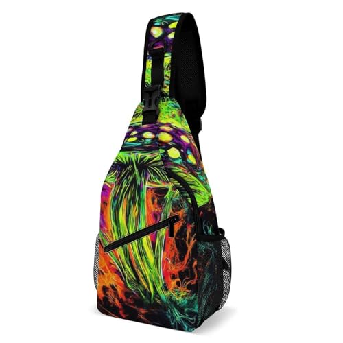 Fashion Chest Pack, Unisex Daily Travel Shoulder Bag, Small Cross Body Sling Bag Trippy Magic Mushrooms
