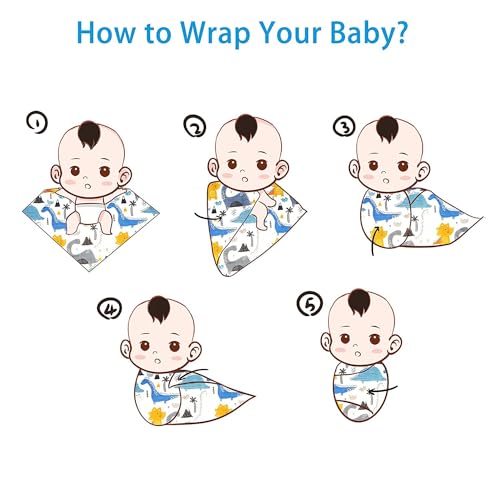 Image of Pure Cotton Muslin Baby Swaddle Blanket for Newborn Baby - Super Soft Wrapper Cloth& Nursing Cover,Gentle on Baby Skin (120 x 120 CM)-Pack of 4 |LEAF DOT & BLACK WING & COCONUT & HALF ZIG