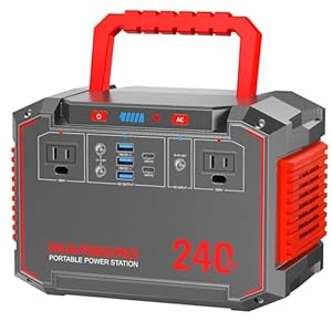 MARBERO Portable Power Station 240Wh 350W Peak Camping Portable Power Bank with AC Outlet 110V(3*USB A, 2*USB C, 2*AC,2*DC) Solar Generator for Outdoor Travel Home Emergency Hurricane