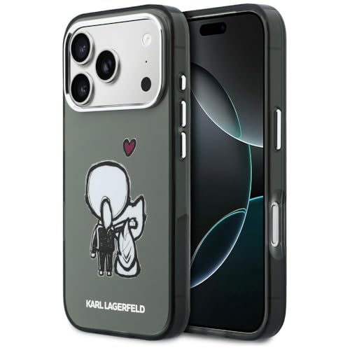CG MOBILE Karl Lagerfeld Karl & Choupette Coque arrière compatible avec MagSafe pour iPhone 17 Pro (noir)