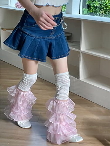 Image of SherryDC Girl's Y2k Kawaii Leg Warmers Cute Lace Harajuku Leg Sleeves Gothic Lolita Long Slouch Socks for Women
