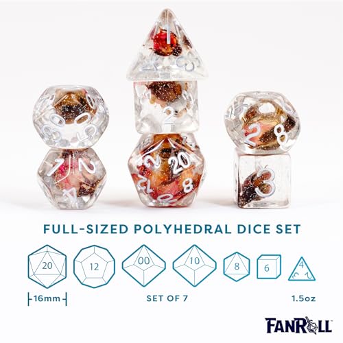 Dados de juego de rol FanRoll de resina con rosa de 16 mm el regalo ideal para DND 5