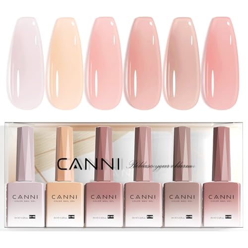 CANNI Esmaltes Semipermanentes de Uñas en Gel UV Kit Gel Nail Polish Transparente nude morado beige rosa morado Esmalte Uñas Valentín Kit Pintauñas Semipermanentes Set