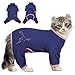 Lelepet 猫服 ペット服 猫術後服 舐め防止 猫 ロンパース 快適で 弾力性のある猫の服装で 毛の清潔に役立ちます 通気性 傷口保護 引っ掻き防止 長袖 猫 服 男女兼用 ブルー L