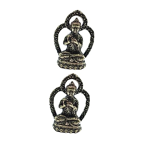 PRETYZOOM 2 Pièces Bouddha en Laiton Pendentif de Voiture Figurines Heureux Buddha Statue bouda Decoration Interieure de Pendaison de crémaillère Ornement...