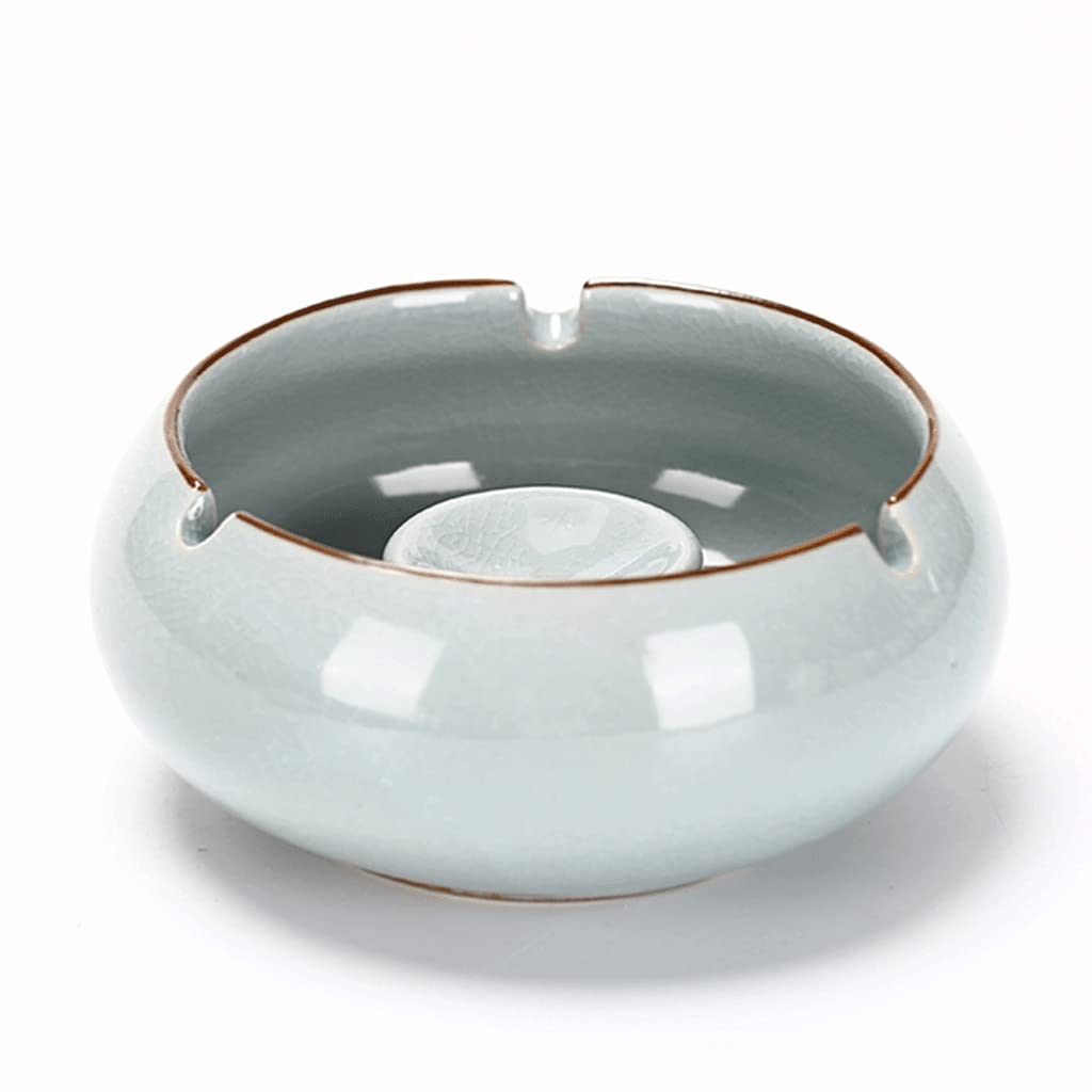 Ceramic Ashtray with Lid,Desktop Ash Tray for Office & Home Decoration,Cigarette Ash Tray for Outdoor-Best Gift Idea (Color : Light blue, Size : Without lid)