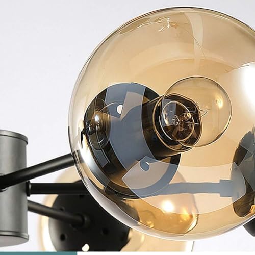 Lustre plafonnier boule verre ambré 6 lampes HMJGDZG - 7