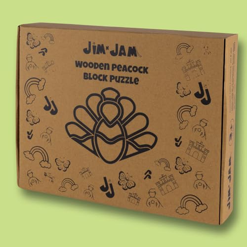 Image of Peacock Wooden Puzzle | Peacock Shaped Tray and 11 Colorful Wooden Shapes to Complete the Puzzle | Enchance Problem Solving, Abstract Thinking and Spatial Awareness | Ages: 3+ Years