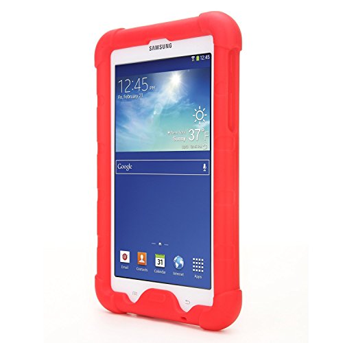 Galaxy Tab 3 Lite 7.0 / Galaxy Tab E Lite 7.0 Case - Poetic [Corner/Bumper Protection][Sound-Amplification] Silicone Case for Samsung Galaxy Tab 3 Lite 7.0 (2014)/ Galaxy Tab E Lite 7.0 (2016) Red