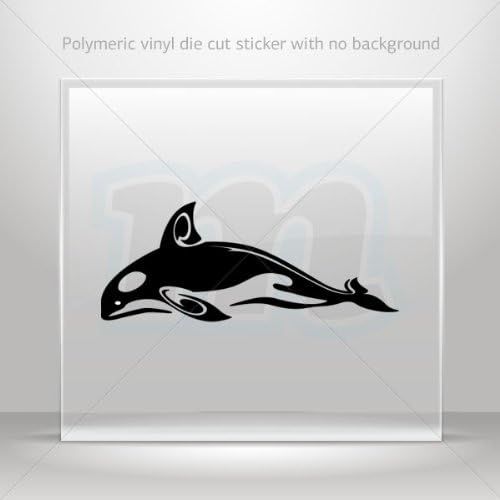 Decal Sticker Killer Whale orca car helmet window bike Garage door 6 X 2.4 Inches Black 0602 XRKR3