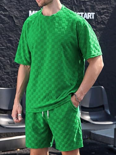 Image of ZAFUL Men's 2 Pieces Sets Outfits Summer Beach Set Short Sleeve Button Down Zip Up Shirt And Short Sets