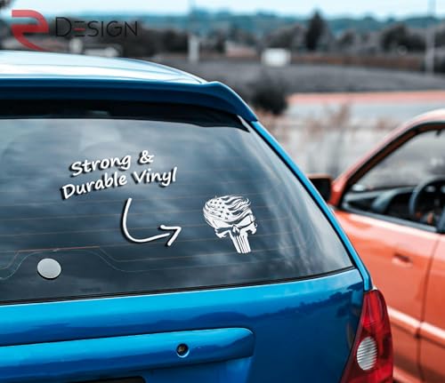 Image of eDesign Trumpisher Skull American Flag - 4 Inches Stickers for Car Truck Van Window Bumper Laptop Tablet Cup Tumbler Water Bottle and Any Smooth Surface 2-Pack