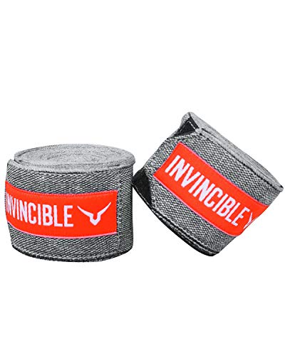 Image of INVINCIBLE Nylon Mexican Style Semi-Stretch Hand Wraps (Grey-Melange, 4.5 Meter)