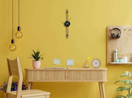 Image of Nordic Minimalist Gold Needle Metallic Wall Clock for Home, Office, Bedroom & Kitchen|Big Size Stylish Home Decor | Black Color (Battery Included) - Analog (12 X 48 CM)
